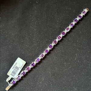 Chic Purple and Silver Gemstone Bracelet